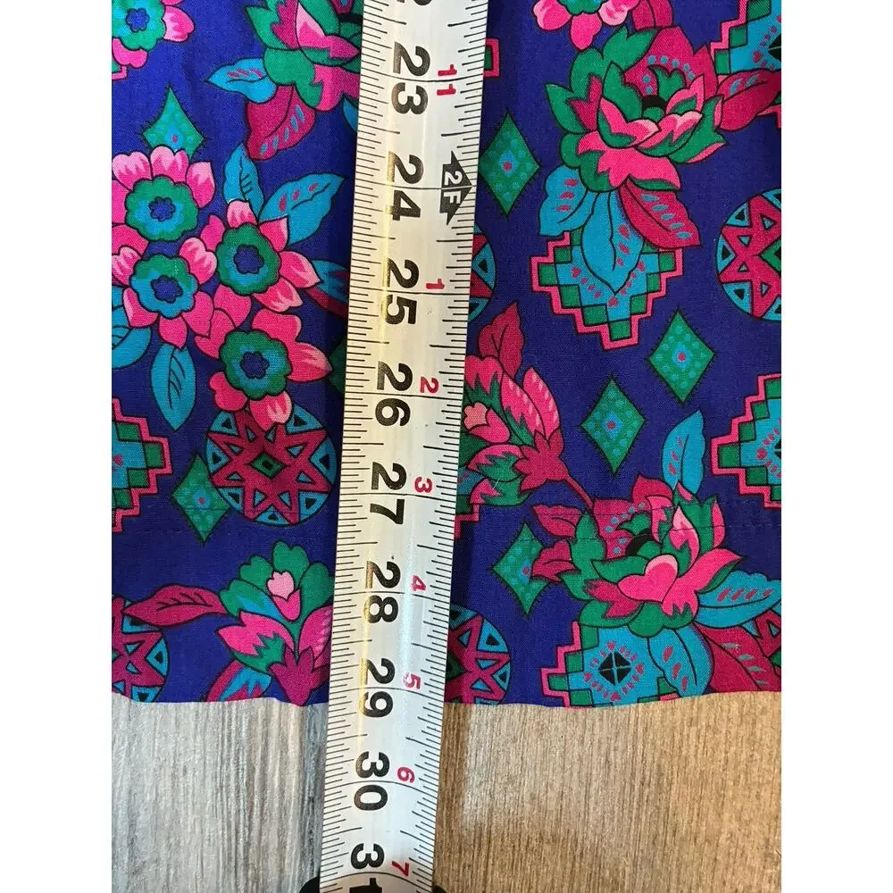 Vtg Liz Claiborne Sport Pleated Midi Skirt & Blouse Set Jewel Tone Floral Size 4